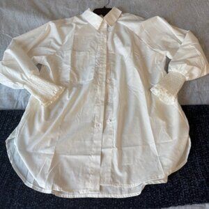 NEW White Collared Button Up Shirt - Size Medium